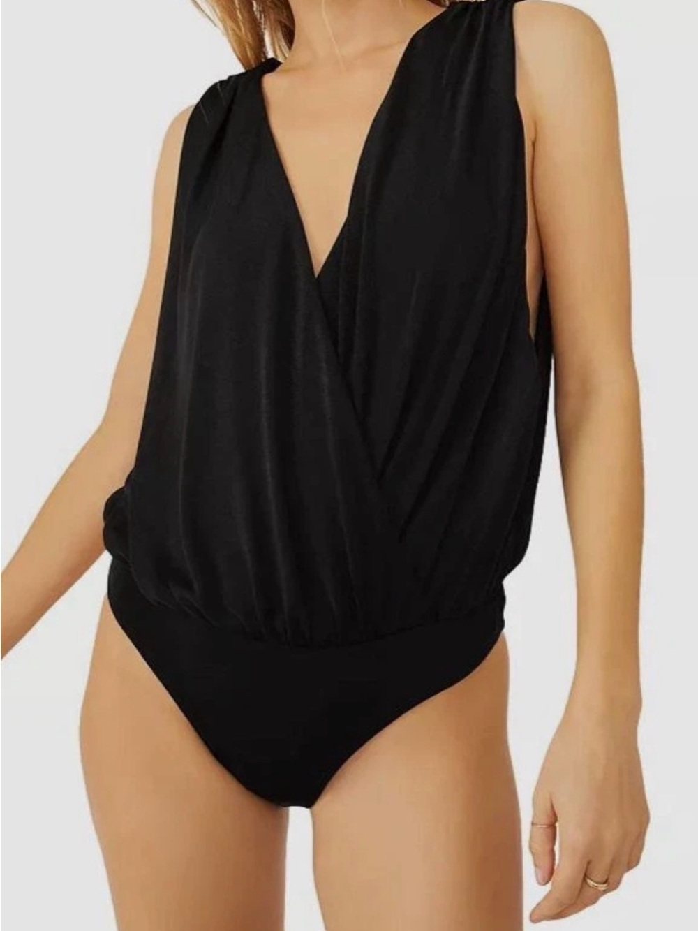 Free People Night Owl Bodysuit Black  XS
